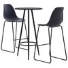 vidaXL Juego de mesa alta y taburetes 3 piezas pl&aacute;stico negro