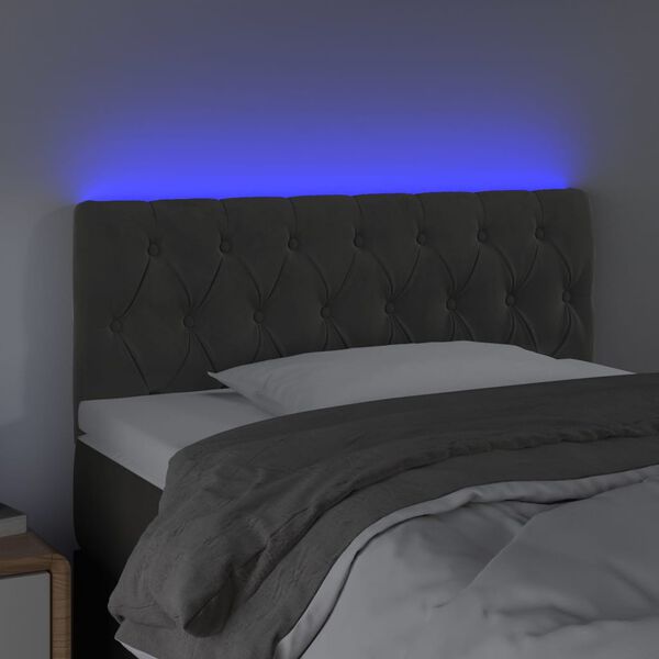 vidaXL Cabecero con LED de terciopelo gris oscuro 100x7x78/88 cm