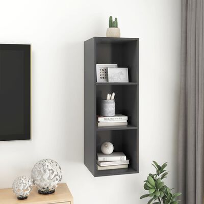 vidaXL Mueble de pared para TV madera contrachapada gris 37x37x107 cm