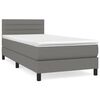 vidaXL Cama box spring con colch&oacute;n tela gris oscuro 80x200 cm
