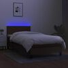 vidaXL Cama box spring con colch&oacute;n LED tela marr&oacute;n oscuro 100x200 cm