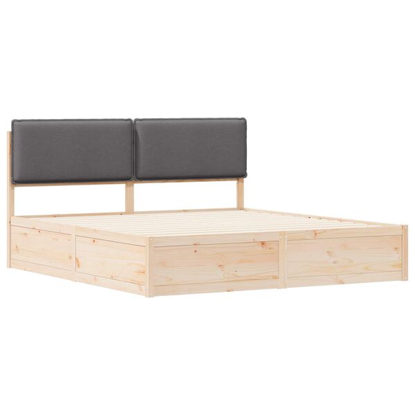 vidaXL Estructura de Cama con Cabecera Tapizada Gris oscuro