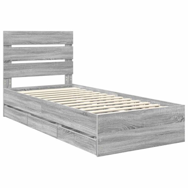 vidaXL Estructura de cama Gris Sonoma 100 x 200 cm Madera Ingenieril