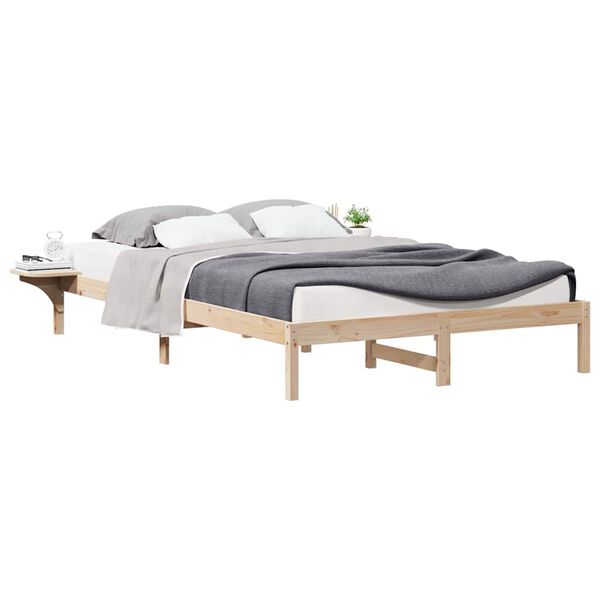 vidaXL Estructura de Cama con Mesitas Natural 160 x 210 cm