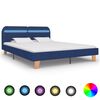 vidaXL Estructura de cama con LED sin colch&oacute;n tela azul 180x200 cm