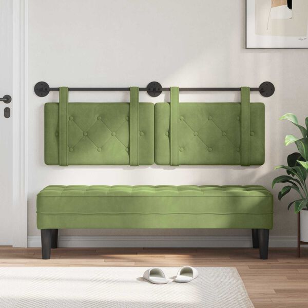 vidaXL Cabecera Colgante Verde claro 130 x 55 x 5 cm Terciopelo
