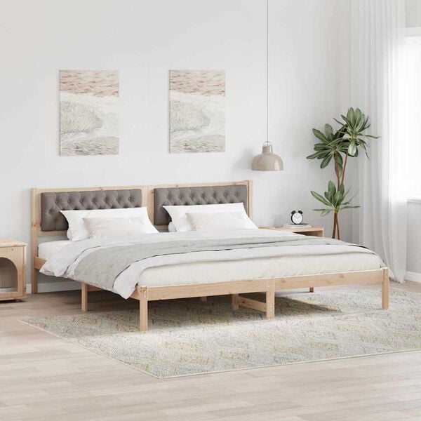vidaXL Estructura de cama Taup&eacute; 200 x 200 cm Madera de pino macizo