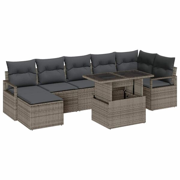 vidaXL Conjunto de sofá de jardín 8 pcs Gris Poliratán