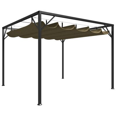 vidaXL Cenador de jardín con techo retráctil gris taupe 3x3m 180 g/m²