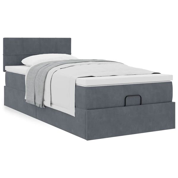 vidaXL Estructura cama otomana colch&oacute;n terciopelo gris oscuro