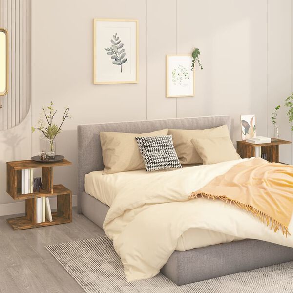 vidaXL Mesitas de noche 2 uds contrachapada roble ahumado 50x30x51,5cm