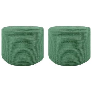 vidaXL Cuerda de Algod&oacute;n 2 uds. 2 mm 100 m Verde 100% Algod&oacute;n