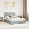 vidaXL Cama con almacenamiento con cabecera Gris Sonoma 150 x 200 cm