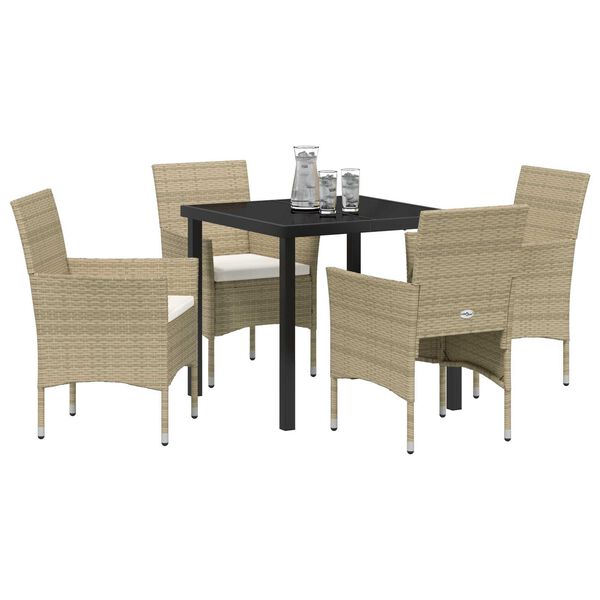 vidaXL Conjunto de Comedor de Jardín 5 pcs Beige ratán sintético