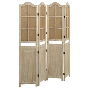 vidaXL Biombo de 4 paneles tela marr&oacute;n 140x165 cm