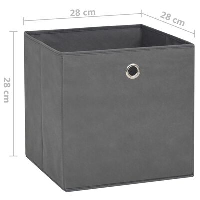 vidaXL Cajas de almacenaje 4 uds tela no tejida gris 28x28x28 cm