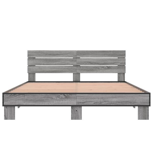 vidaXL Estructura cama madera ingenier&iacute;a metal gris Sonoma 150x200 cm