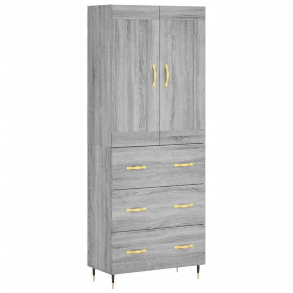 vidaXL Aparador alto madera contrachapada gris sonoma 69,5x34x180 cm
