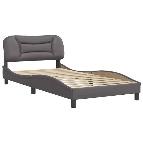vidaXL Estructura de cama sin colch&oacute;n Hvar cuero sint&eacute;tico gris 100x200 cm
