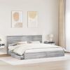 vidaXL Cama con almacenamiento con cabecera Gris Sonoma 200 x 200 cm