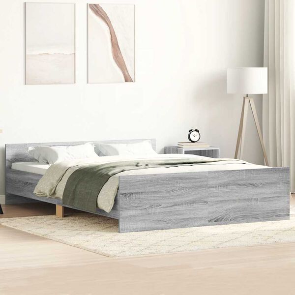 vidaXL Estructura de cama con cabecero piecero gris Sonoma 140x190 cm