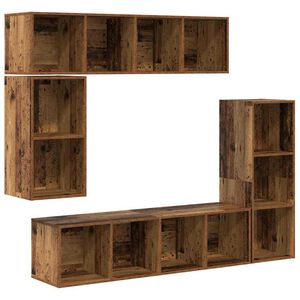 vidaXL Conjunto de mueble de TV Montaje en la pared 4 pcs Madera vieja