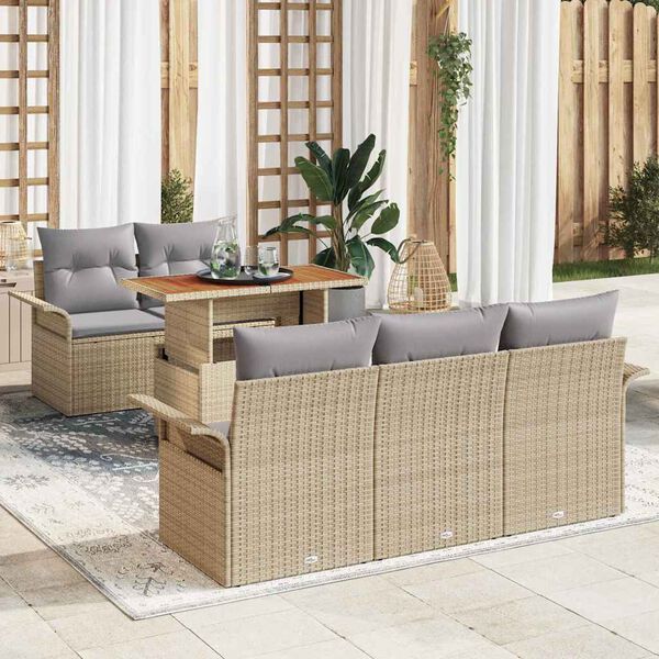 vidaXL Conjunto de sof&aacute;s de jard&iacute;n con coj&iacute;n 6 pcs Beige y Gris Claro