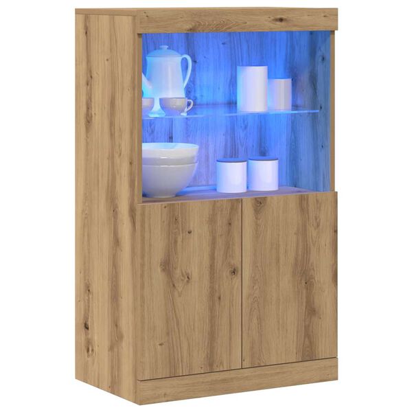 vidaXL Aparador LED Marr&oacute;n 60 x 37 x 100 cm Madera de ingenier&iacute;a