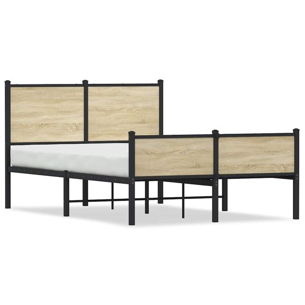 vidaXL Estructura de cama sin colchón metal roble Sonoma 120x200 cm