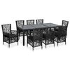 vidaXL Conjunto de comedor de exterior 9 piezas rat&aacute;n sint&eacute;tico negro