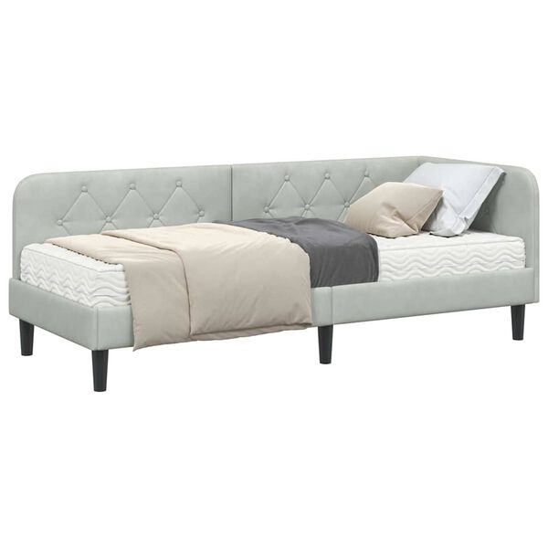 vidaXL Estructura de cama en esquina Gris Claro 80 x 200 cm Terciopelo