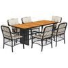 vidaXL Set de comedor de jard&iacute;n 7 pzas y cojines rat&aacute;n sint&eacute;tico negro