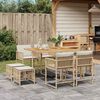 vidaXL Set comedor de jard&iacute;n 9 pzas con cojines rat&aacute;n sint&eacute;tico beige