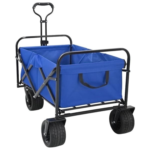 vidaXL Carro de Mano Plegable Azul 89 x 63 x 96 cm Acero y Tela Oxford