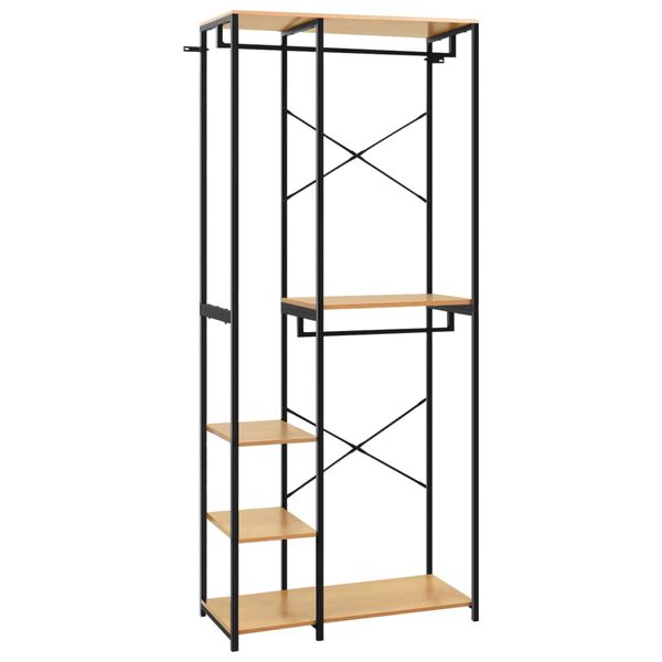 vidaXL Armario de metal y madera ingeniería blanco/roble 90x40x213 cm