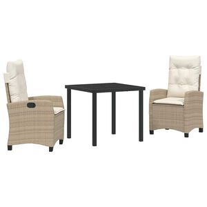 vidaXL Conjunto de Comedor de Jard&iacute;n 3 pcs Beige rat&aacute;n sint&eacute;tico