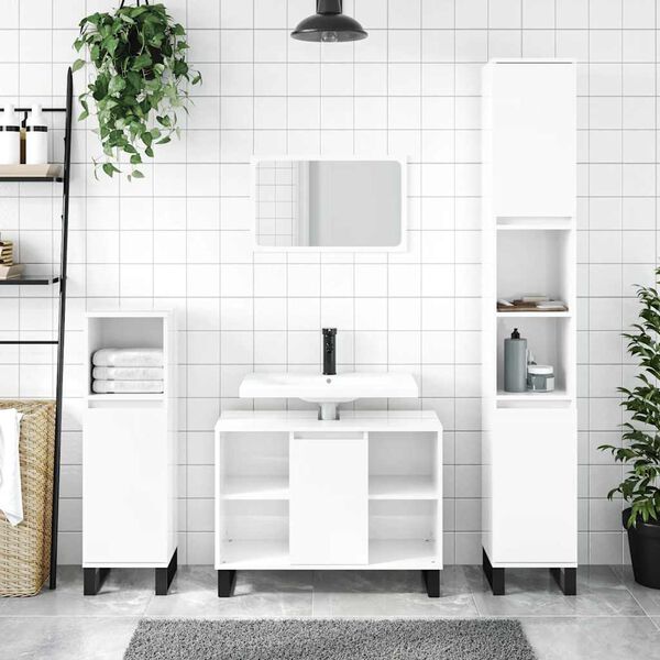 vidaXL Mueble de baño madera de ingeniería blanco brillo 80x33x60 cm