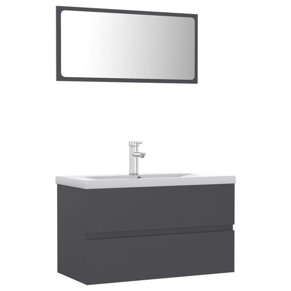 vidaXL Juego de muebles de baño madera de ingeniería gris