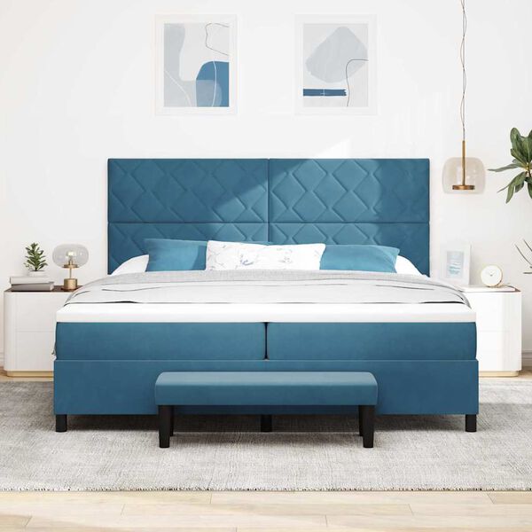 vidaXL Cama tipo Box Spring Azul oscuro 200 x 200 cm Terciopelo