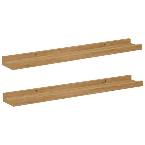 vidaXL Estante de pared con estante 2 pcs Marr&oacute;n 60 x 9 x 3 cm