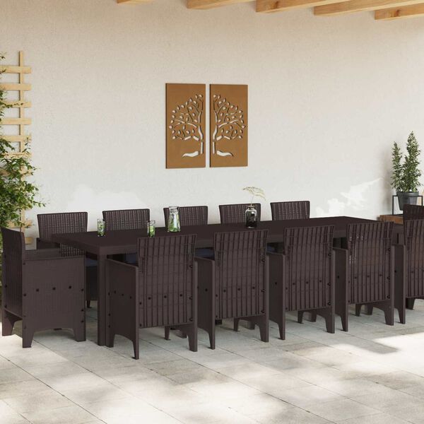 vidaXL Conjunto de comedor de jardín con cojines con cojín 13 pcs