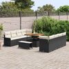 vidaXL Conjunto de sof&aacute; de jard&iacute;n con coj&iacute;n 11 pcs Negro y crema