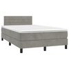 vidaXL Cama box spring colch&oacute;n y LED terciopelo gris claro 120x200 cm