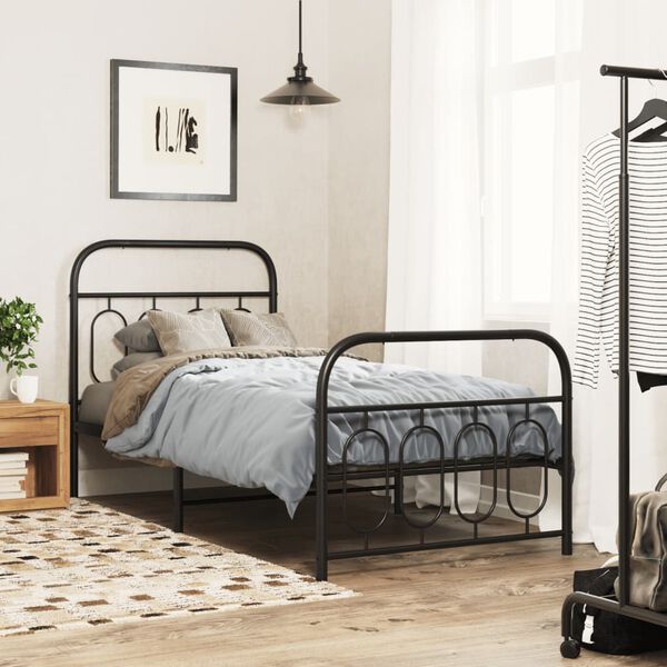 vidaXL Estructura cama sin colchón con estribo metal negro 80x200 cm
