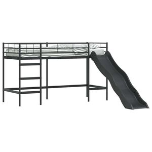 vidaXL Estructura de litera para ni&ntilde;os con tobog&aacute;n Negro y Antracita