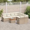 vidaXL Conjunto de sof&aacute;s de jard&iacute;n 9 pcs Beige y Crema rat&aacute;n sint&eacute;tico