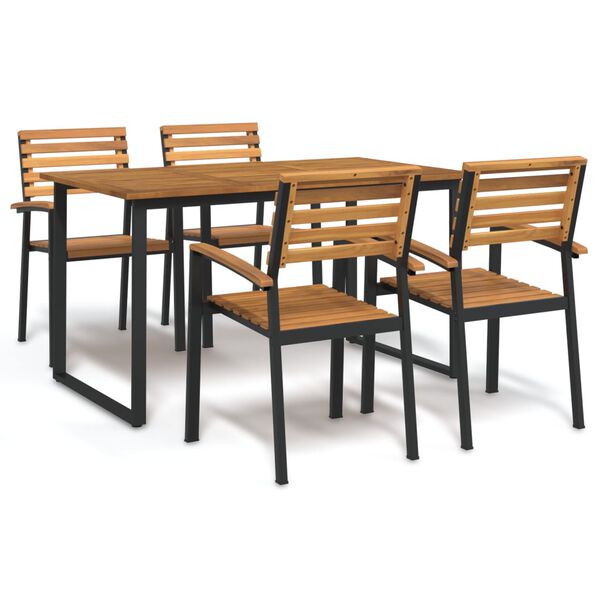 vidaXL Juego de comedor de jard&iacute;n 5 pzas madera maciza acacia y metal
