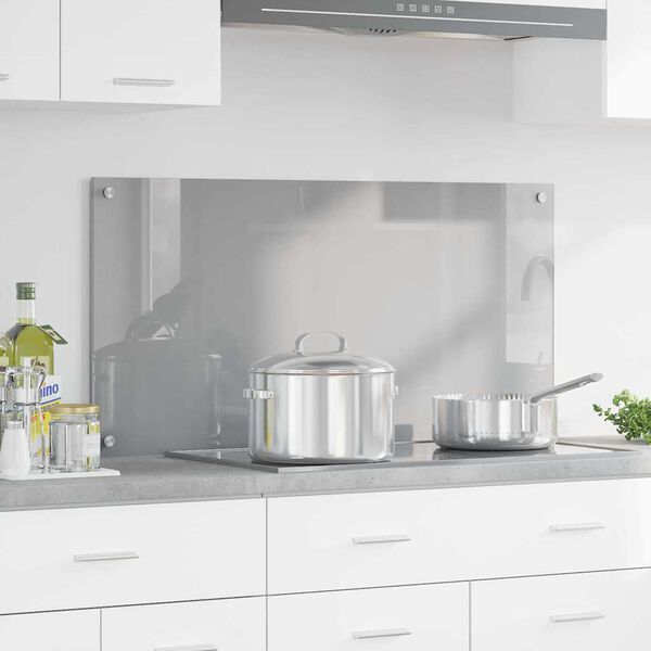 vidaXL Salpicadero de cocina Gris claro 100 x 50 cm vidrio templado