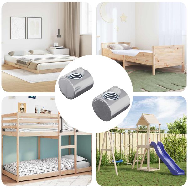 vidaXL Tuercas de barril 2 pcs Plateado M6 x 12 mm Metal