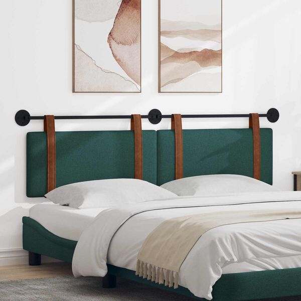 vidaXL Cabecera Colgante Liso Verde oscuro 170 x 55 x 5 cm PU antiguo